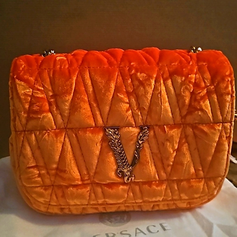Versace Virtus Velour Velvet Handbag -NEW